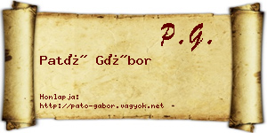 Pató Gábor névjegykártya